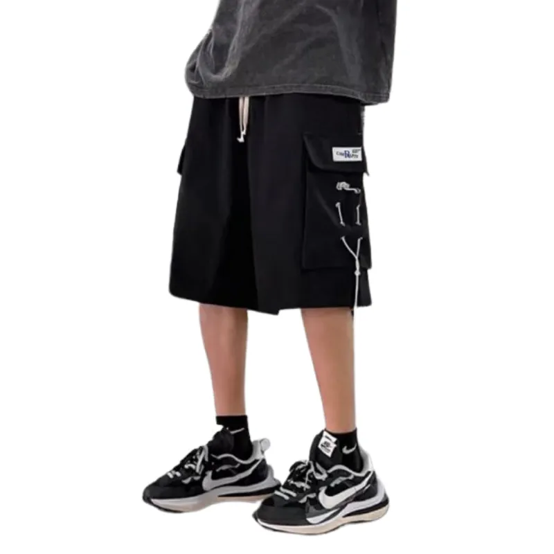 Solid Color Drawstring Casual Shorts