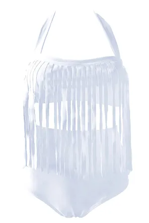Solid Color Tassel Swimwear