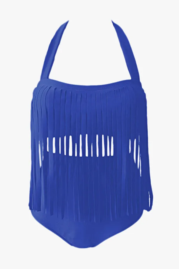 Solid Color Tassel Swimwear
