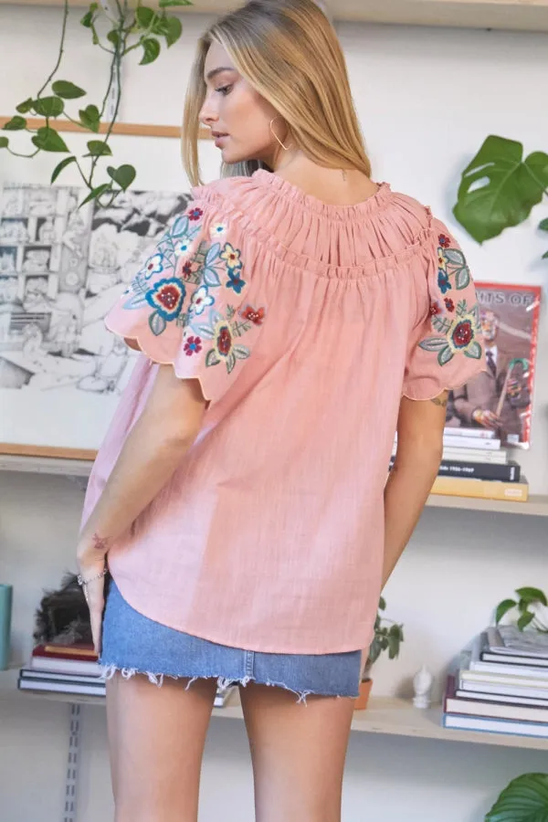 SOLID FLARED SHORT SLEEVE TOP