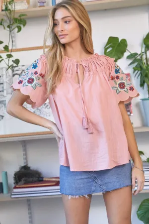 SOLID FLARED SHORT SLEEVE TOP
