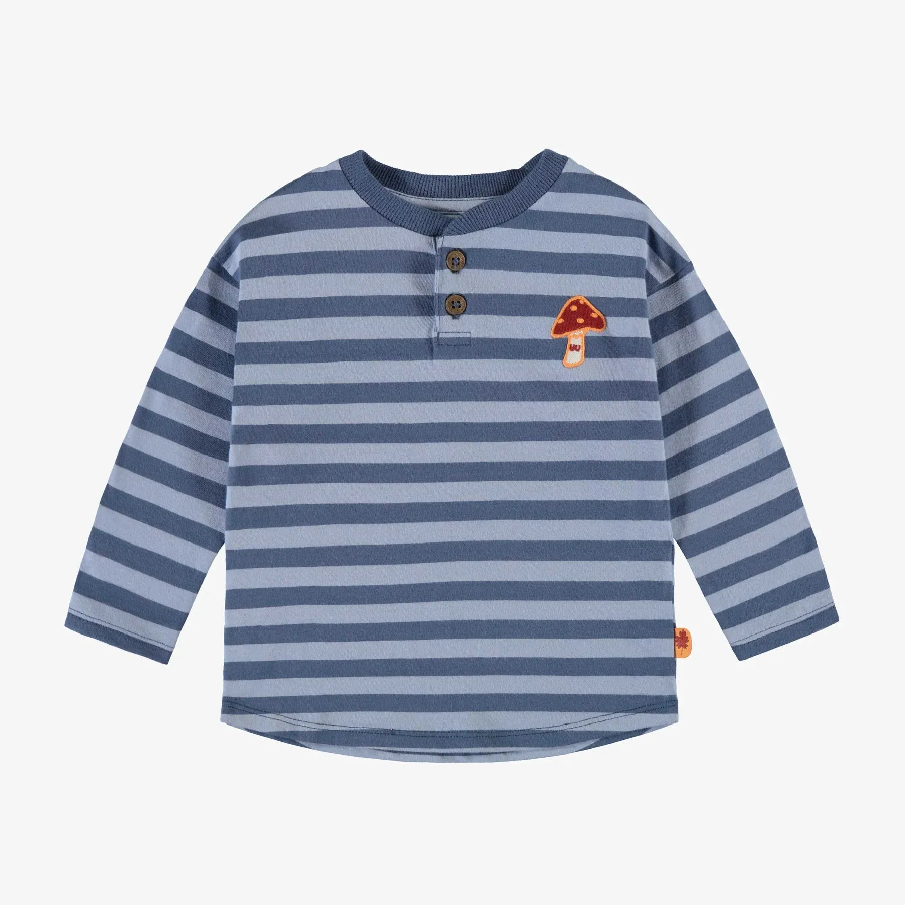 Souris Mini Boys Striped Henley Jersey T-Shirt - Blue