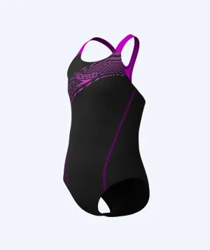 Speedo baddräkt för flickor - Medley Logo Medalist - Svart/rosa