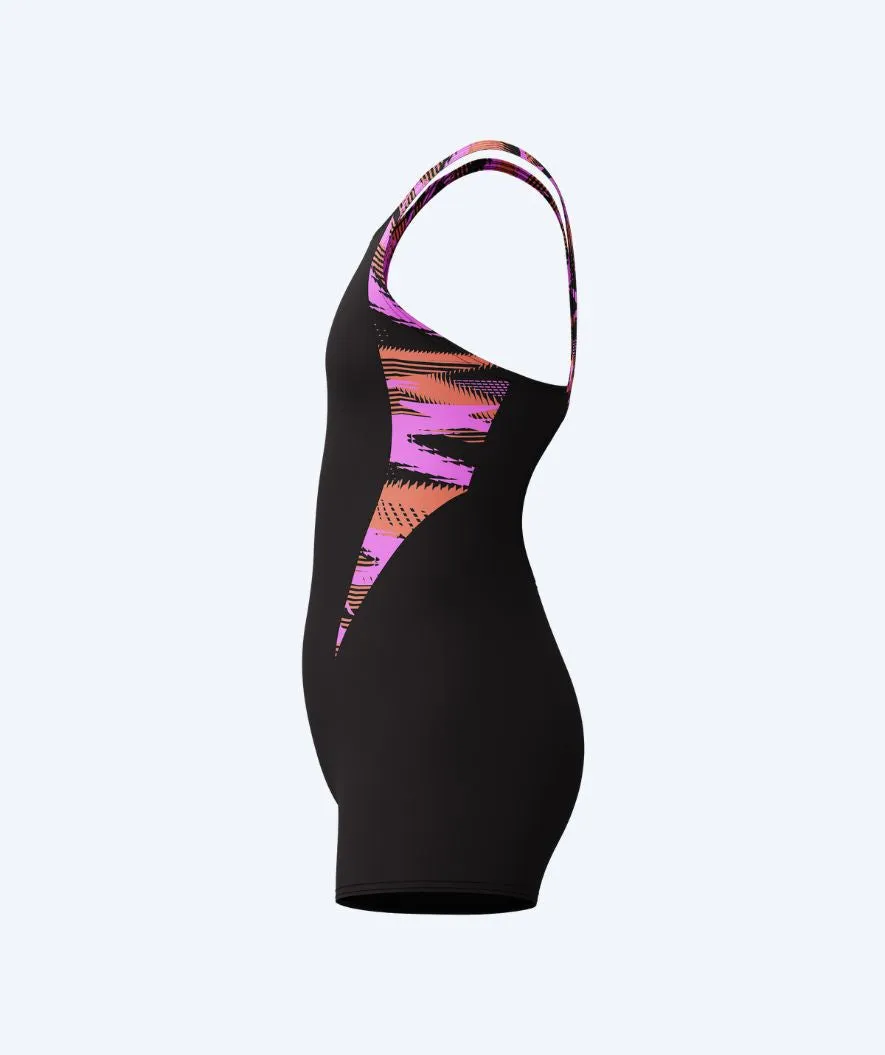 Speedo baddräkt med ben för flicka - Hyperboom Splice - Svart/rosa