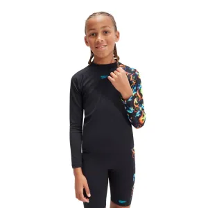 Speedo Junior Boys Long Sleeve Rashie - Fluo Tiger