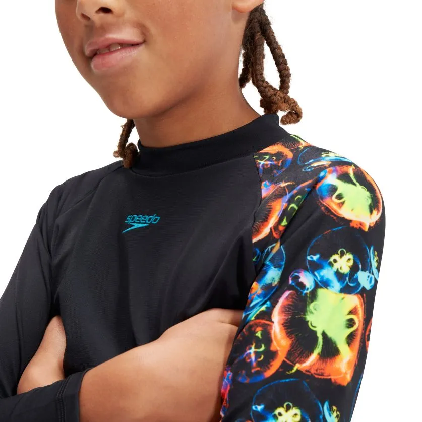 Speedo Junior Boys Long Sleeve Rashie - Fluo Tiger