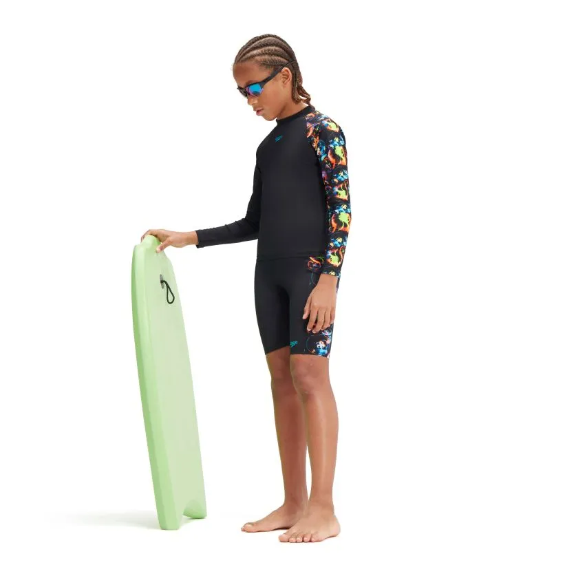Speedo Junior Boys Long Sleeve Rashie - Fluo Tiger
