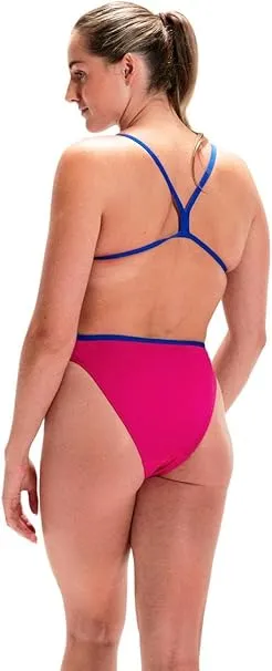 Speedo Solid V-Black Womens Swimsuit - Pink