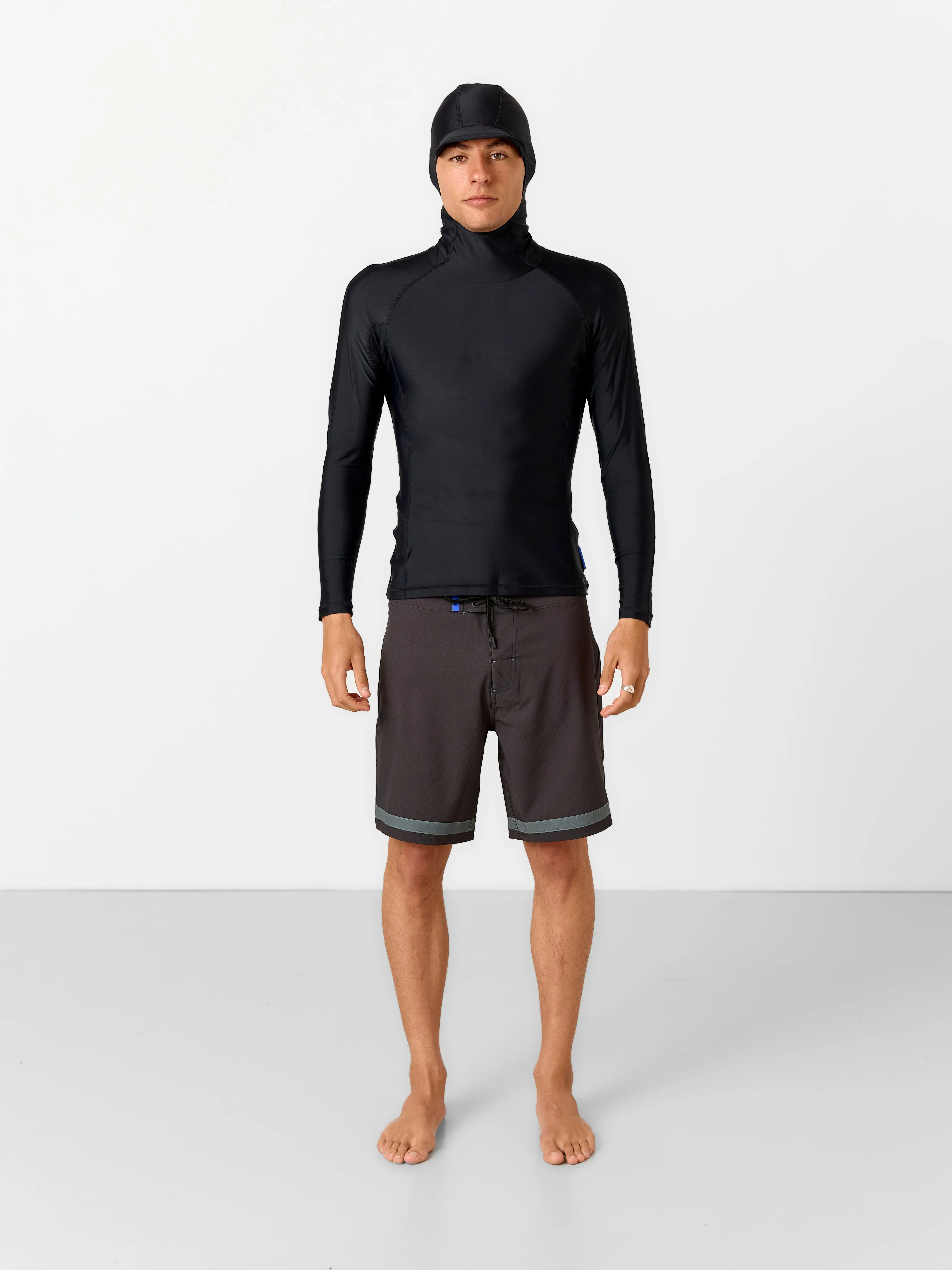 SPF50 Long Sleeve Hooded Rash Vest | Black
