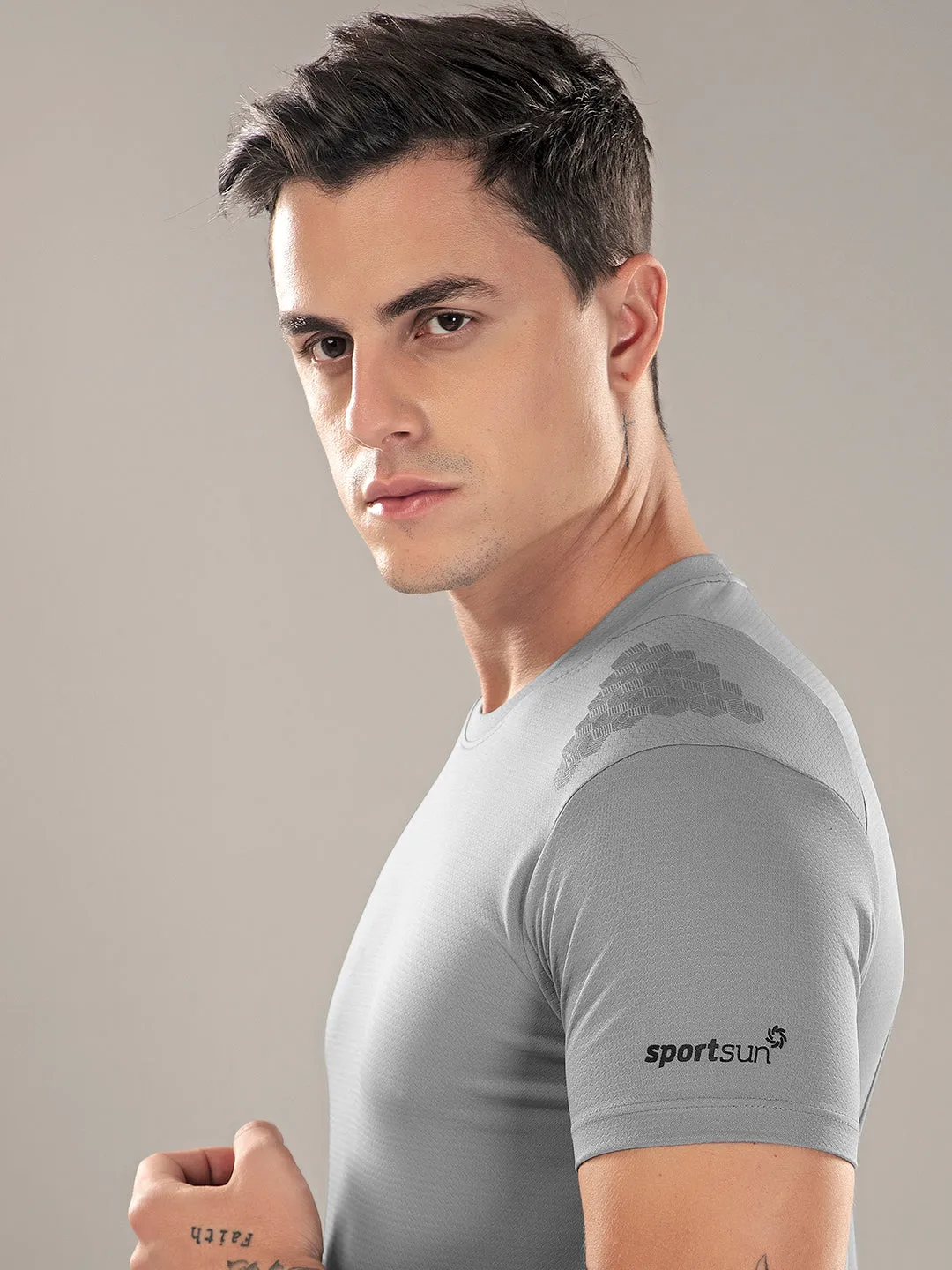 Sport Sun Active Round Neck Light Grey T Shirt