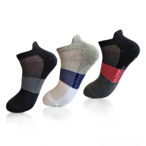 Sports Sneaker Socks - 3 Pair Beaker Neck in Black, Light Grey, Dark Grey
