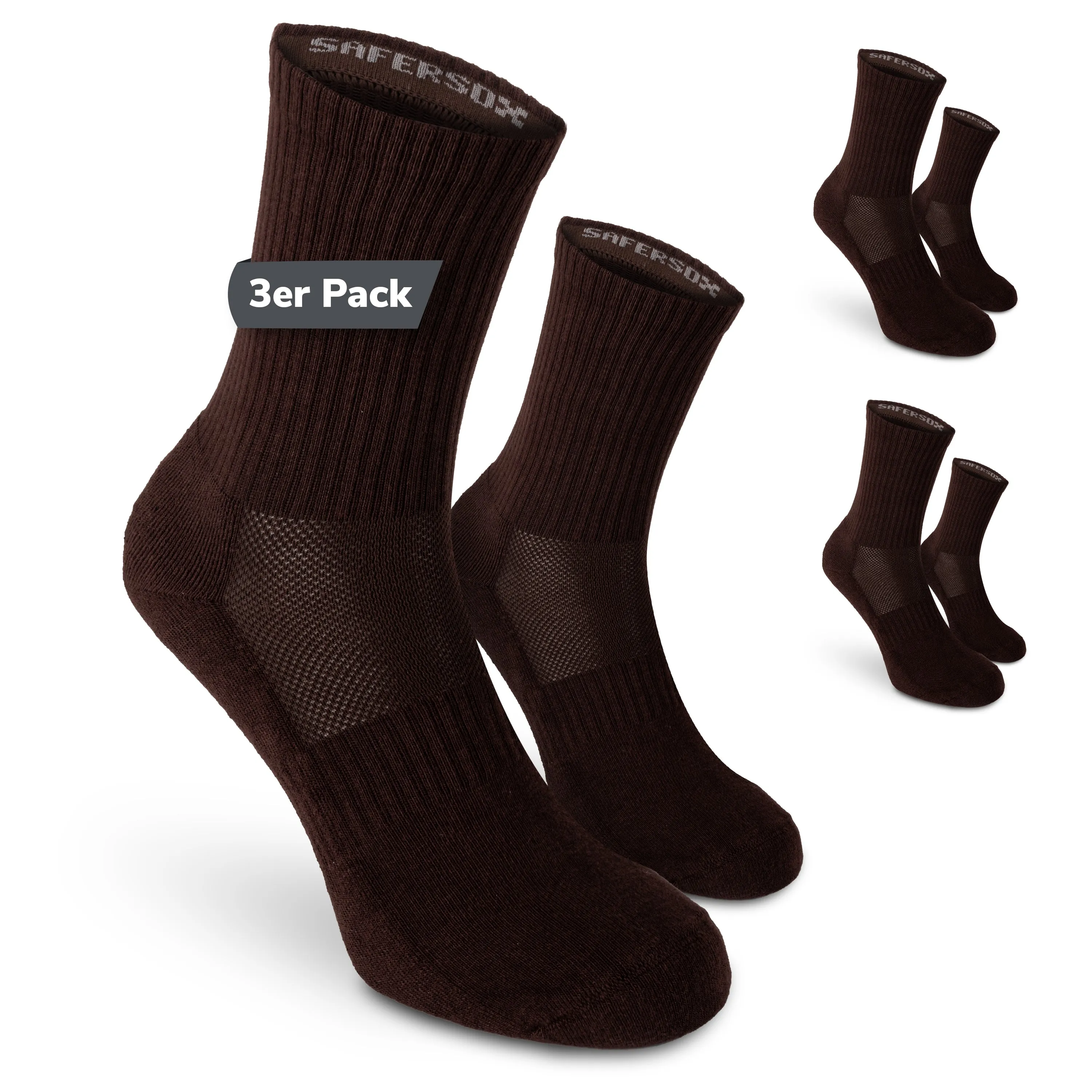 Sports Socks – Brown / 3 Pairs