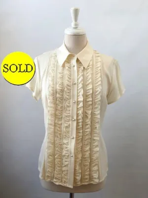 St. John Silk Ruffle Front Blouse Size 8