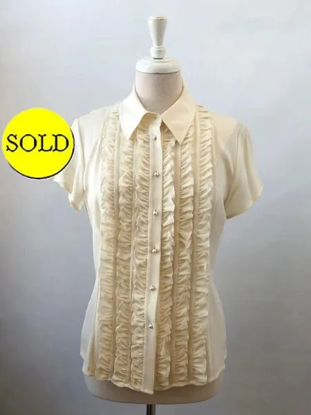 St. John Silk Ruffle Front Blouse Size 8