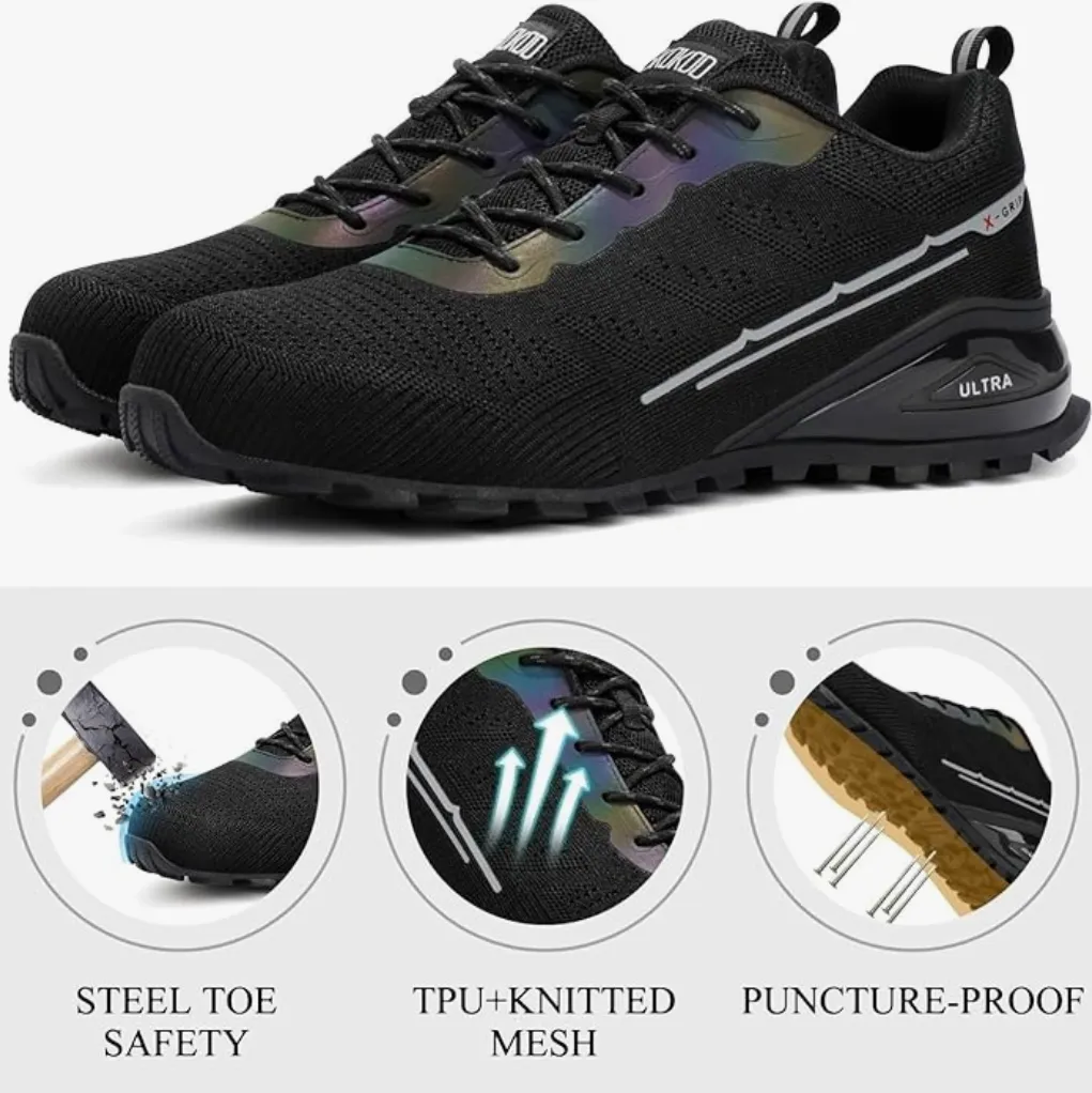 Steel Guardians - Lightweight Indestructible Steel Toe Work Shoes for Men | Comfortable Composite Safety Sneakers with Puncture-Proof Protection