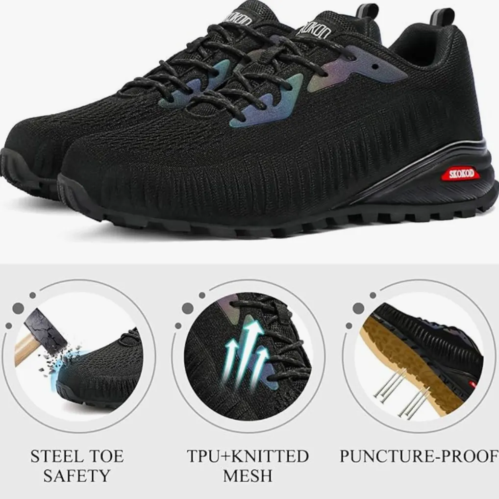 Steel Guardians - Lightweight Indestructible Steel Toe Work Shoes for Men | Comfortable Composite Safety Sneakers with Puncture-Proof Protection