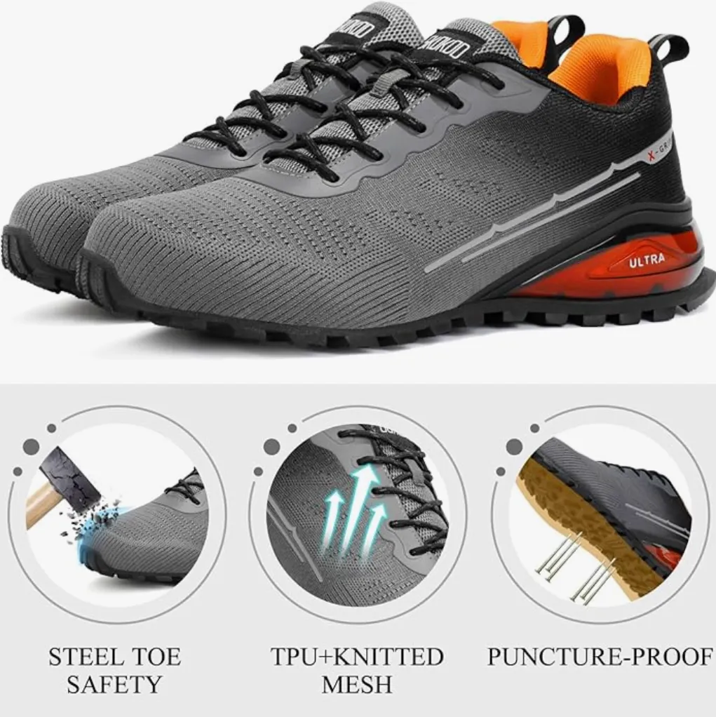 Steel Guardians - Lightweight Indestructible Steel Toe Work Shoes for Men | Comfortable Composite Safety Sneakers with Puncture-Proof Protection