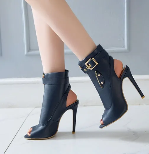 Stiletto Peep-toe Boot High Heel