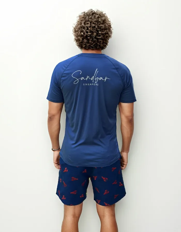Stone Blue Short Sleeved Mens Rash Guard