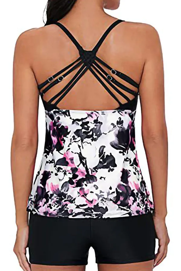 Stripe Printed Tankinis Swimwear