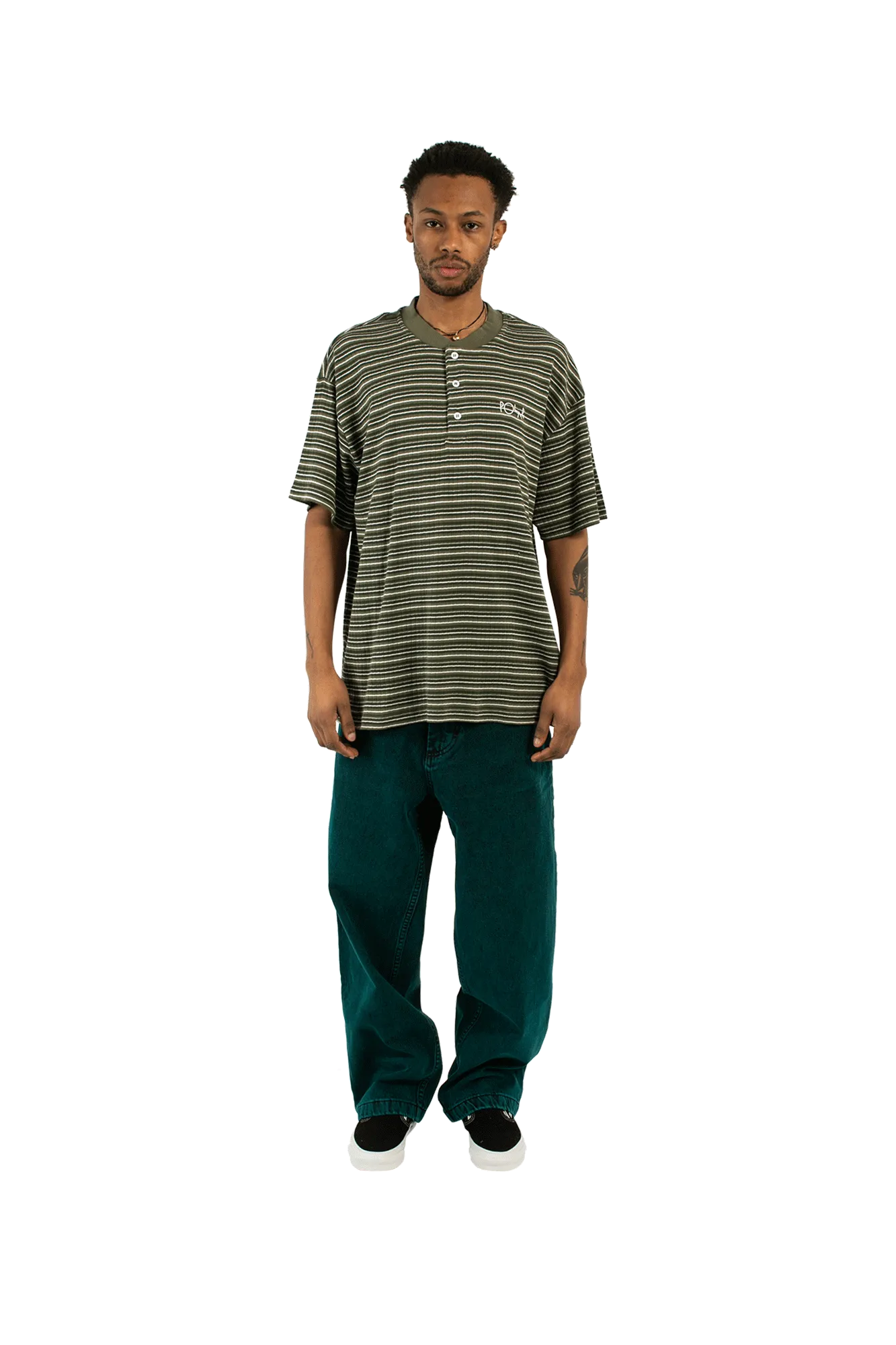 Stripe Rib Henley T-Shirt