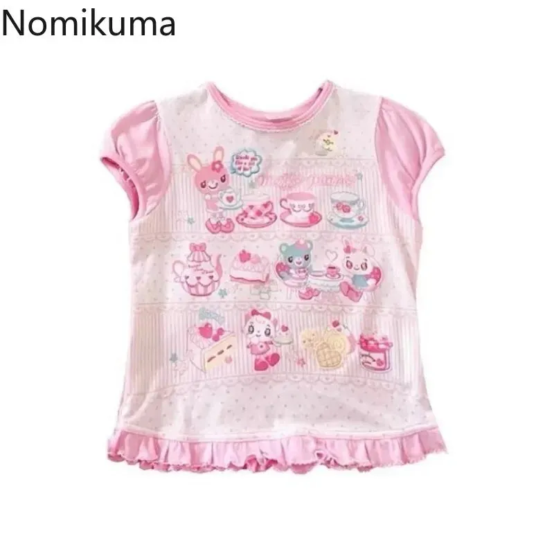 Summer Woman T Shirts Japanese Pink Tees O-neck Cute Anime Tops
