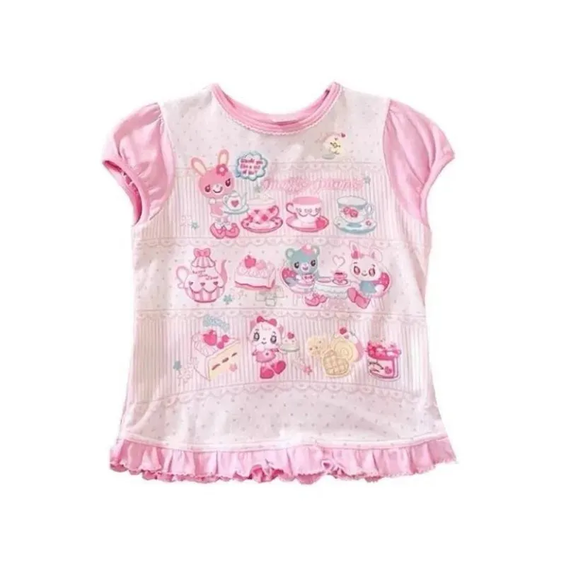 Summer Woman T Shirts Japanese Pink Tees O-neck Cute Anime Tops