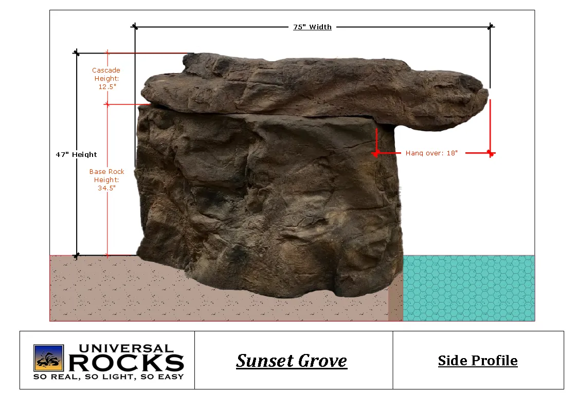 Sunset Grove - Complete Swimming Pool Waterfall Kit by Universal Rocks