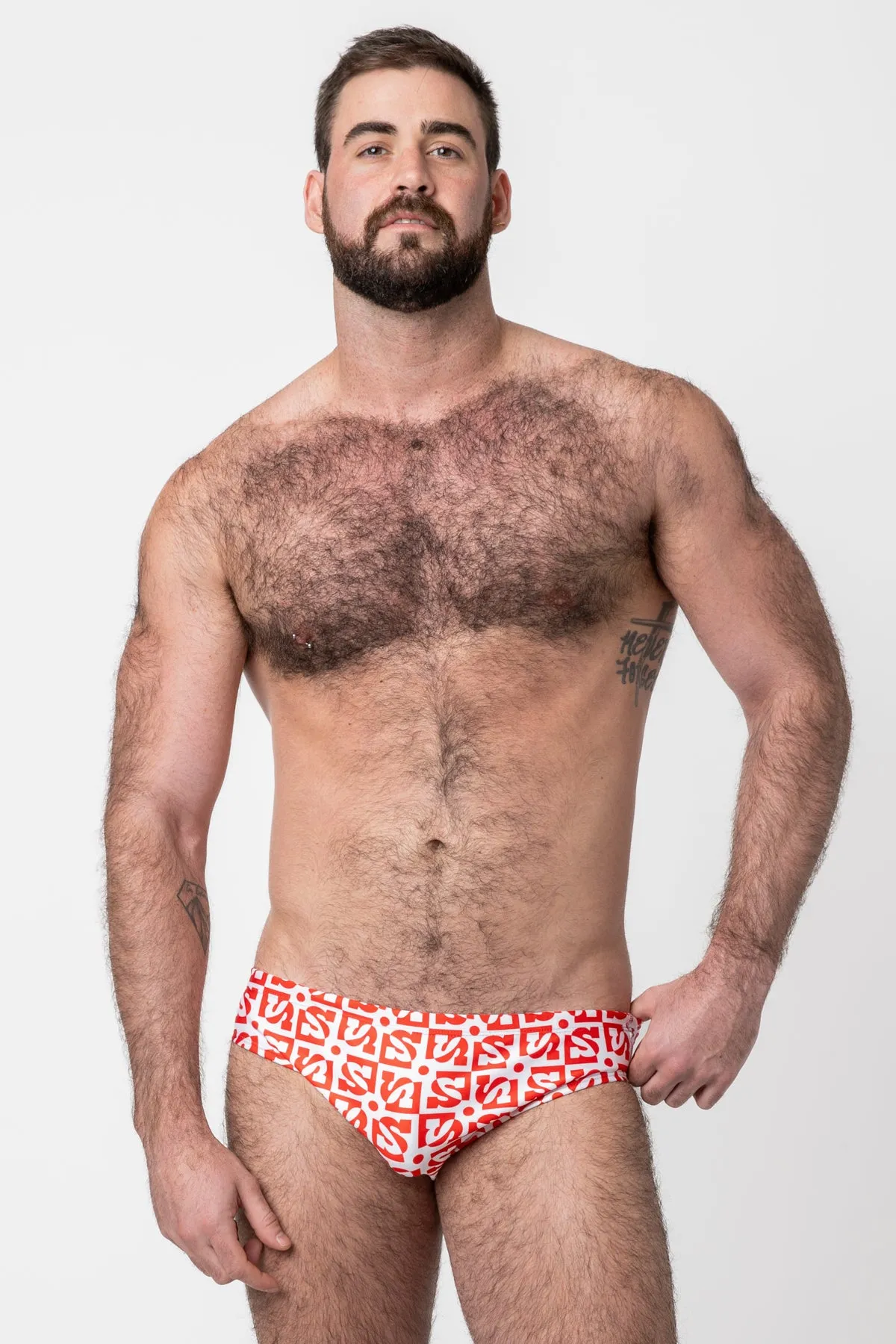 Swimsuit - Red/White 'S' print