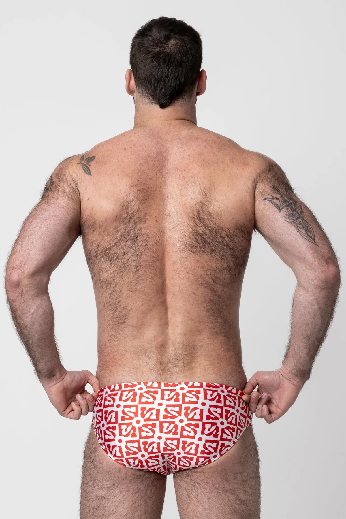 Swimsuit - Red/White 'S' print