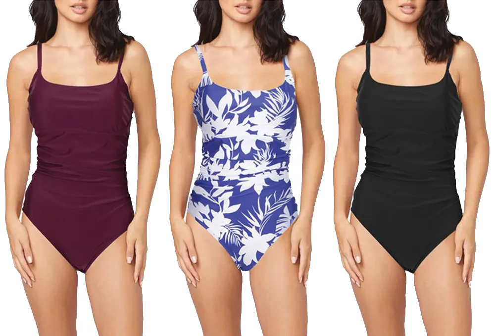 Swimwear Ladies Beach & Board Scoop Neck One-Piece Figure Flattering Swimsuits
