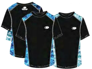 Swimwear Mens Surf Shirt Side Stripe-Water Print, Performance, UPF 50 