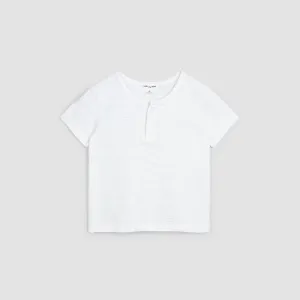 T-shirt à col henley blanc en jersey texturé