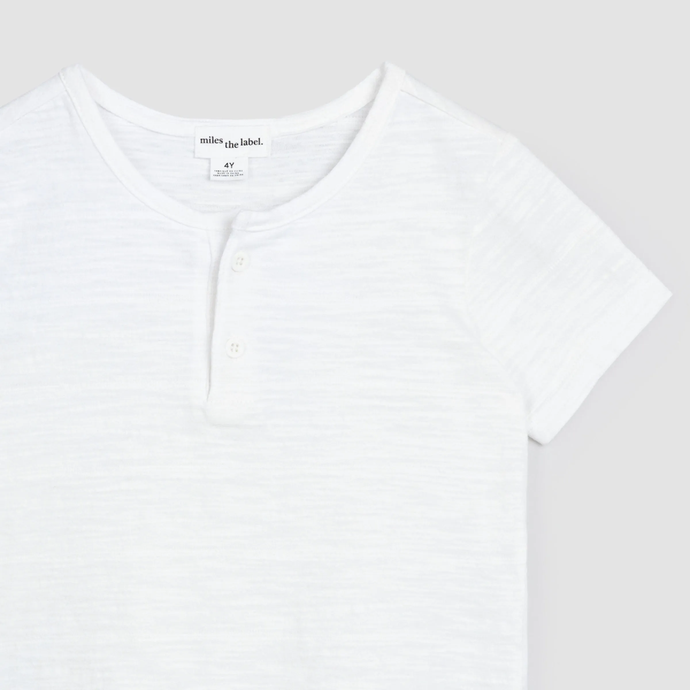 T-shirt à col henley blanc en jersey texturé