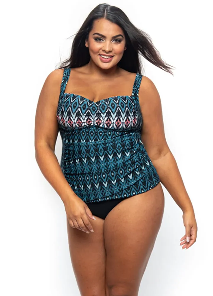 Tahitian Tiled Plus Size Tankini Top