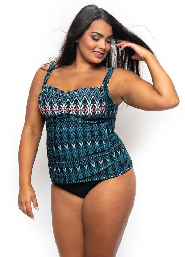 Tahitian Tiled Plus Size Tankini Top