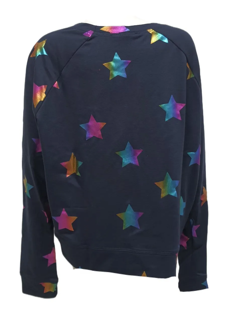 TEREZ Girl's Blue Rainbow Foil Star Sweatshirt #12738626 XL NWT