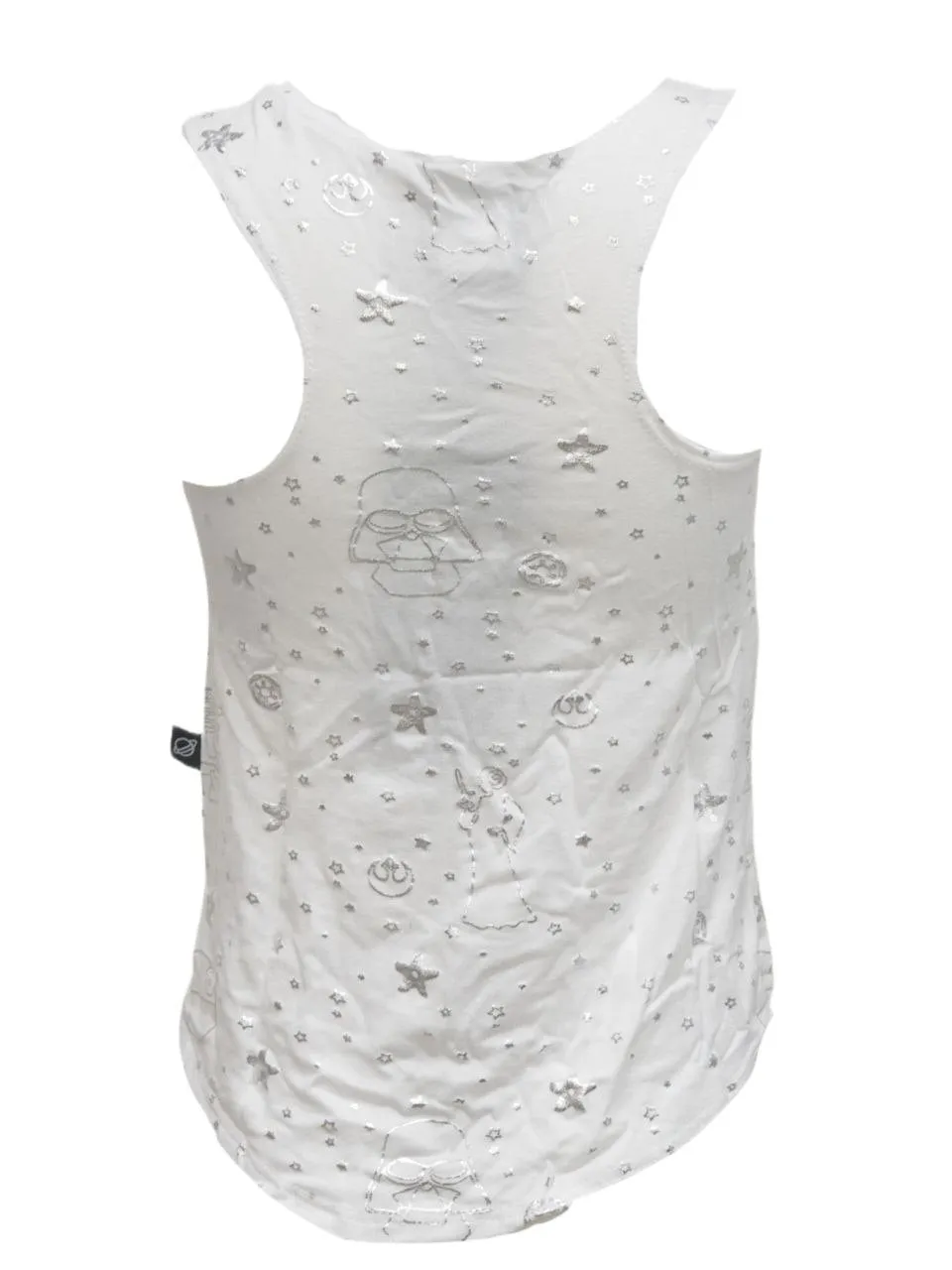 TEREZ Girl's White Star Wars Foil Tank #32158348 NWT