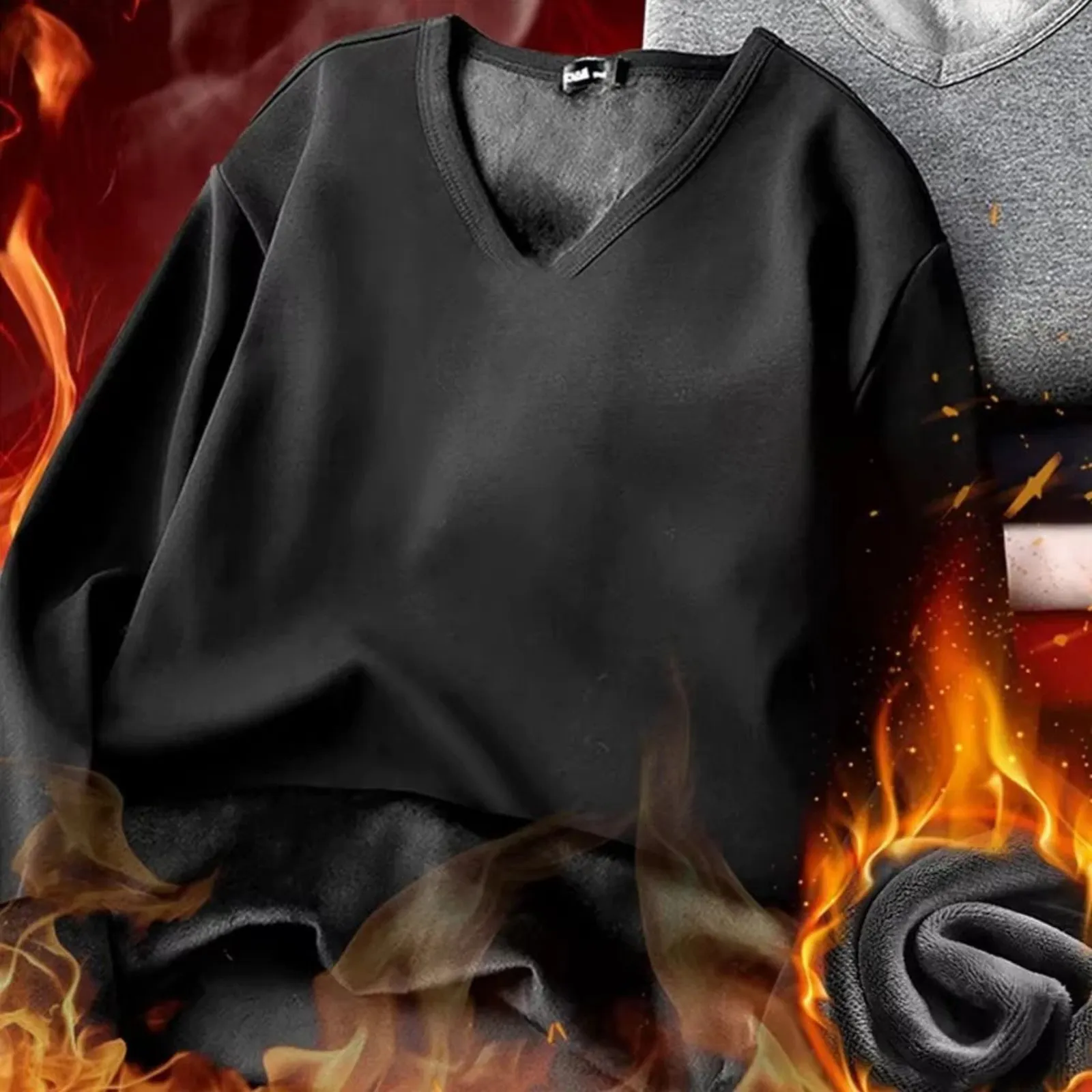 Thermal Underwear for Men Winter Ski Base Layer Warm Long Sleeve Shirt Black L