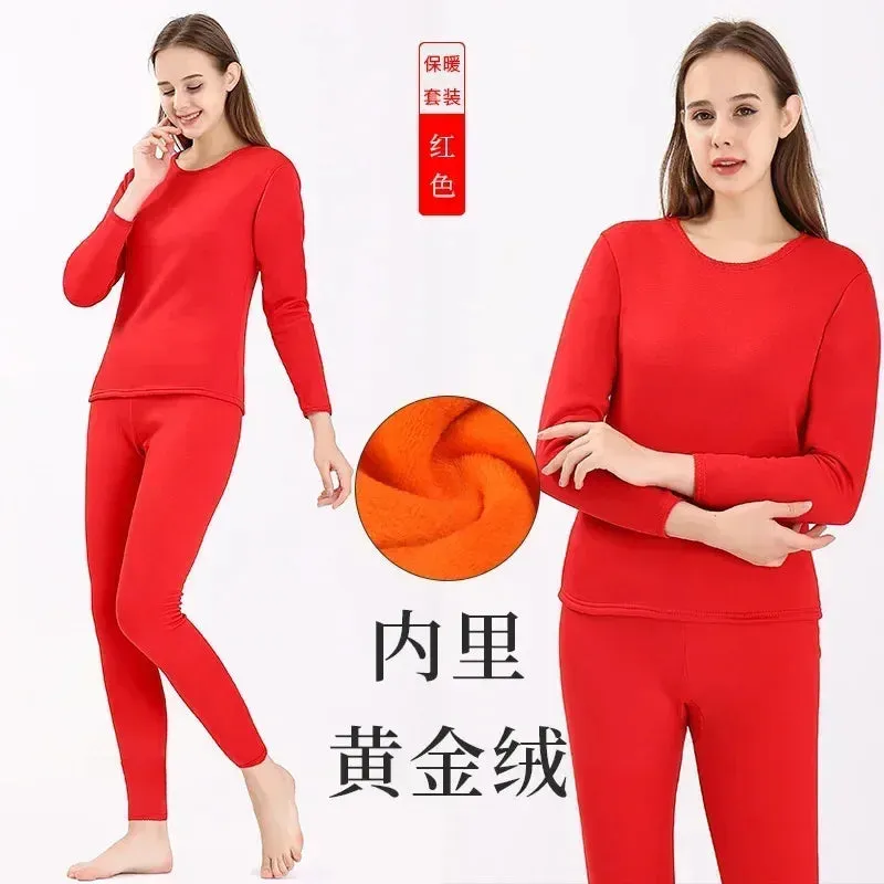 Thermal Underwear Sets Men Winter Long Johns Women Plus Velvet Thickening Inner Wear Fleece Keep Warm Lingerie Plus Size L-4XL
