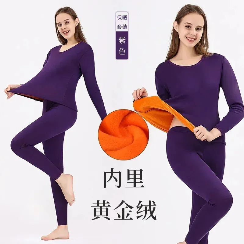 Thermal Underwear Sets Men Winter Long Johns Women Plus Velvet Thickening Inner Wear Fleece Keep Warm Lingerie Plus Size L-4XL