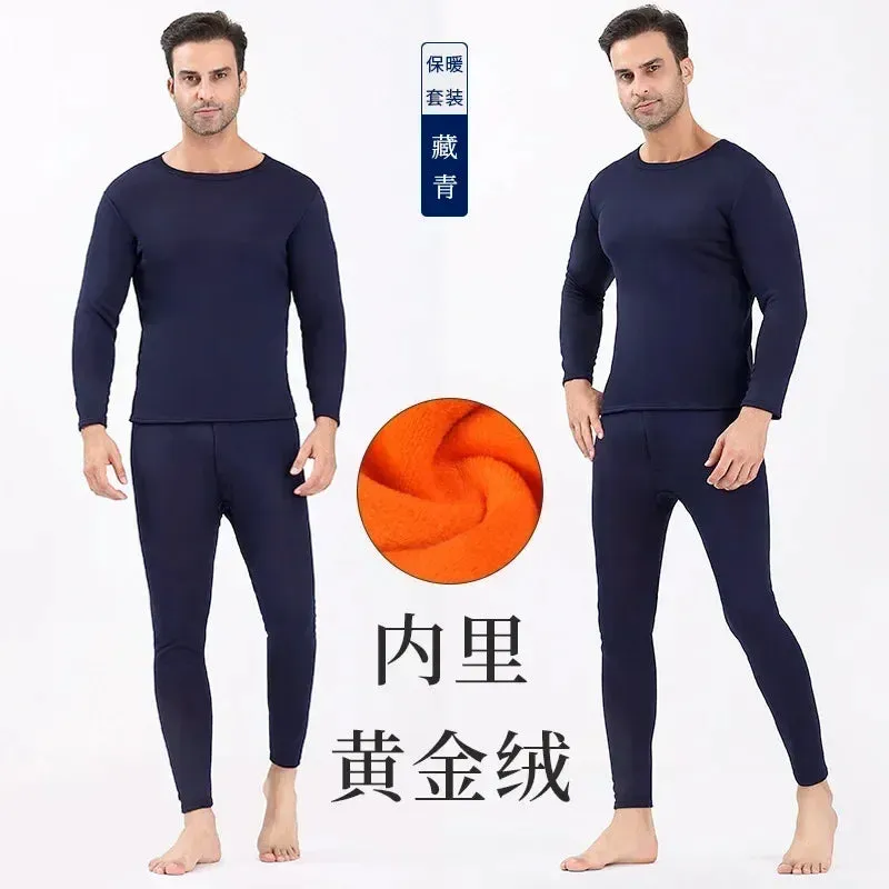 Thermal Underwear Sets Men Winter Long Johns Women Plus Velvet Thickening Inner Wear Fleece Keep Warm Lingerie Plus Size L-4XL