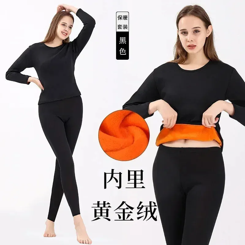 Thermal Underwear Sets Men Winter Long Johns Women Plus Velvet Thickening Inner Wear Fleece Keep Warm Lingerie Plus Size L-4XL