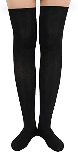Thigh High Socks, Knee High Socks for Women Girls, Long Socks Over the Knee Socks, Black Socks