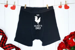This Rooster Belongs To Valentines Day Custom Boxer Briefs