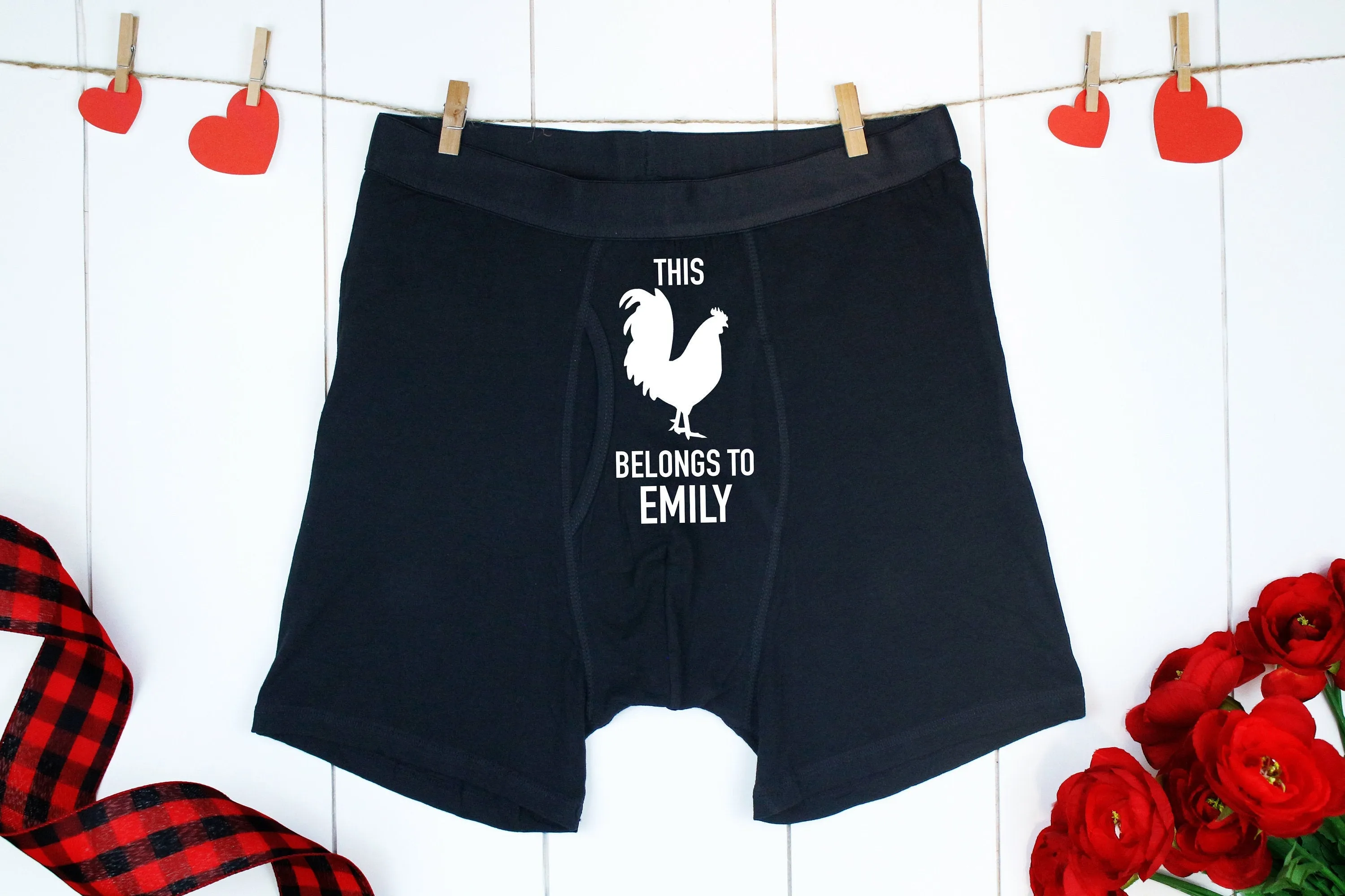 This Rooster Belongs To Valentines Day Custom Boxer Briefs