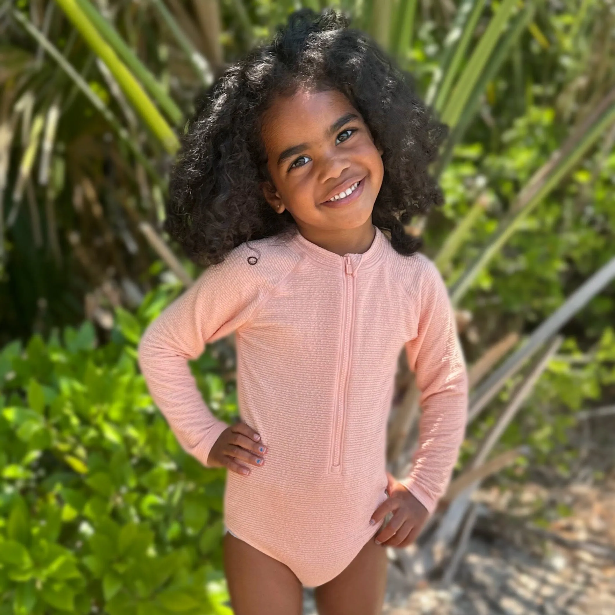 Toddler Girls UPF 50  Peach Rash Guard