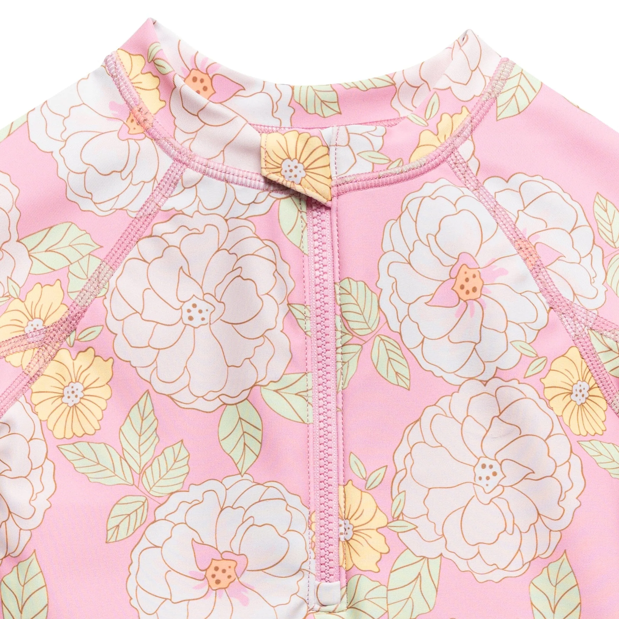 Toddler Girls UPF 50  Peonies Rash Guard