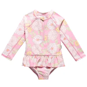 Toddler Girls UPF 50  Peonies Rash Guard