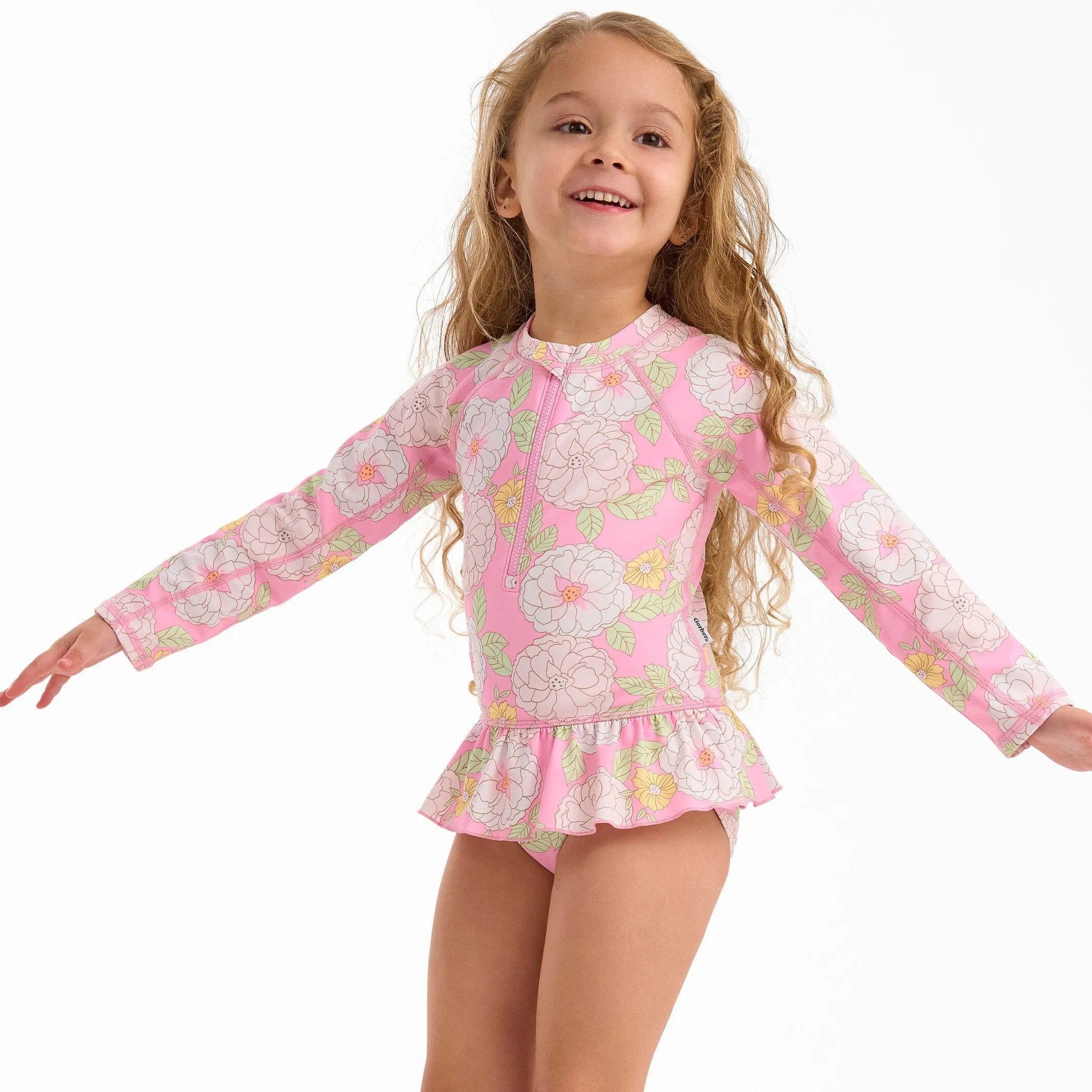 Toddler Girls UPF 50  Peonies Rash Guard